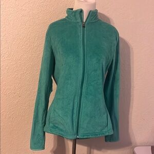 Magellan Outdoors Green Teddy Jacket Plush Fleece Stand-Up Collar